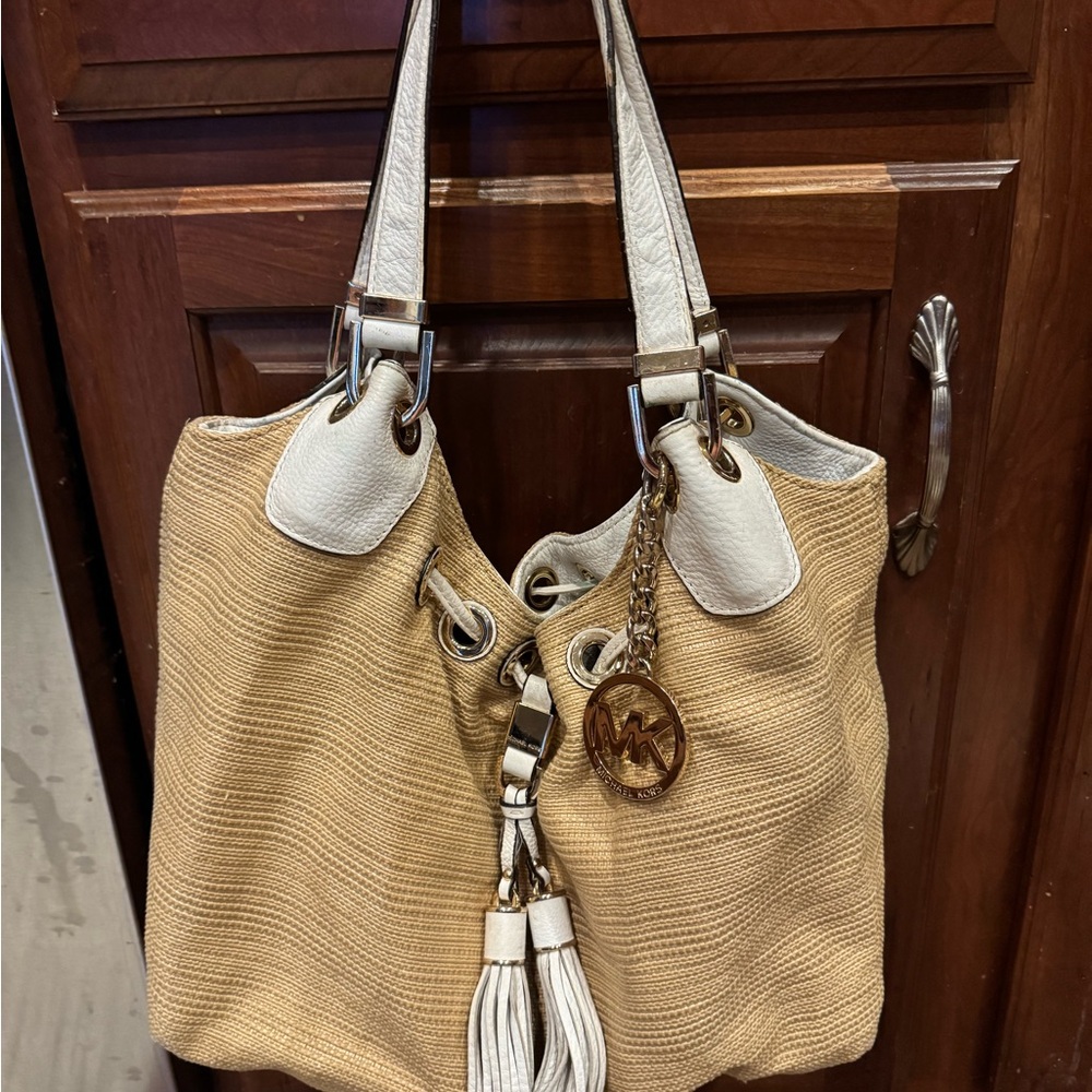 Michael Kors Cream and Tan Shoulder Bag